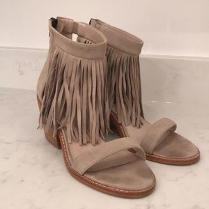 Sol Sana Tan Suede Fringe Sandals Size 39 or 9